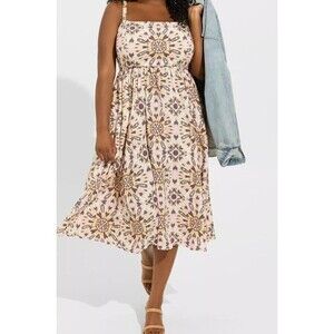 Torrid Midi Wash Challis Sundress Medallion Pattern Plus Size 2X (18/20)